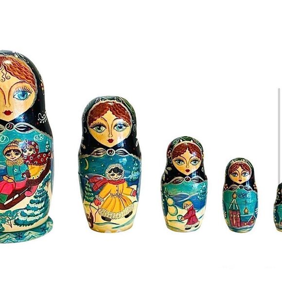 Vintage Hand Painted Nesting Dolls Signed - Picture 10 of 14